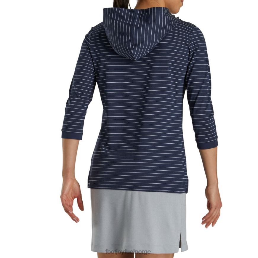 3/4-ermet nålestripe hettegenser for kvinner, marineblå stil fra forrige sesong R6P2F2593 marinen Footjoy
