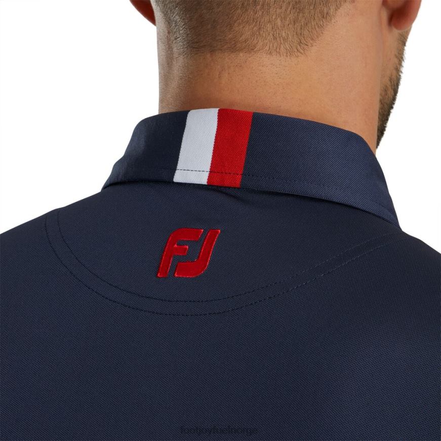 marine-rød-hvit dobbelt brystbånd piké-stil fra forrige sesong R6P2F2867 marine-rød-hvit Footjoy