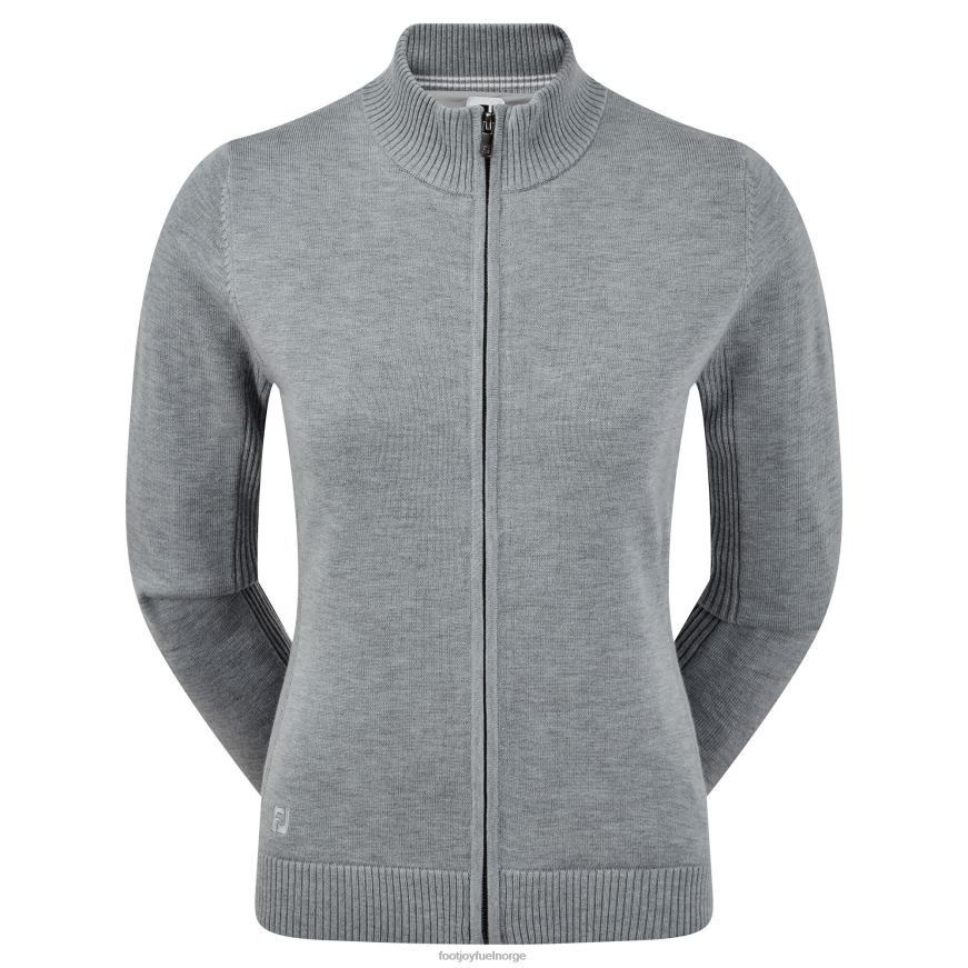damegenser med full glidelås i ullblanding, gråmelert R6P2F1459 gråmelert Footjoy