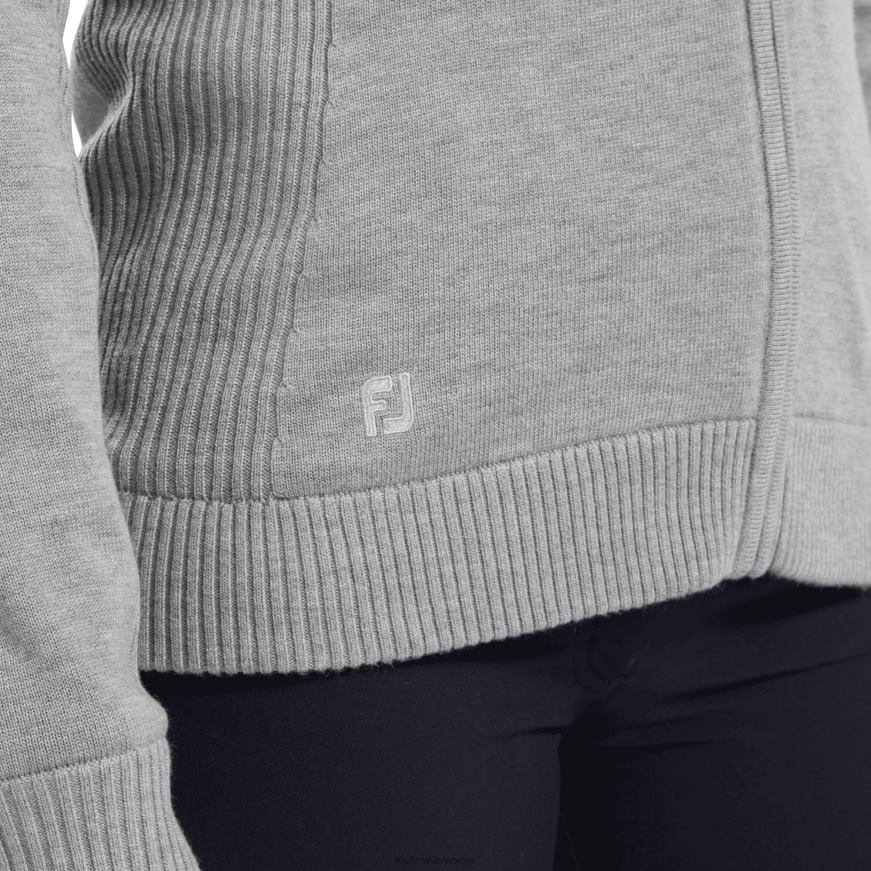 damegenser med full glidelås i ullblanding, gråmelert R6P2F1459 gråmelert Footjoy