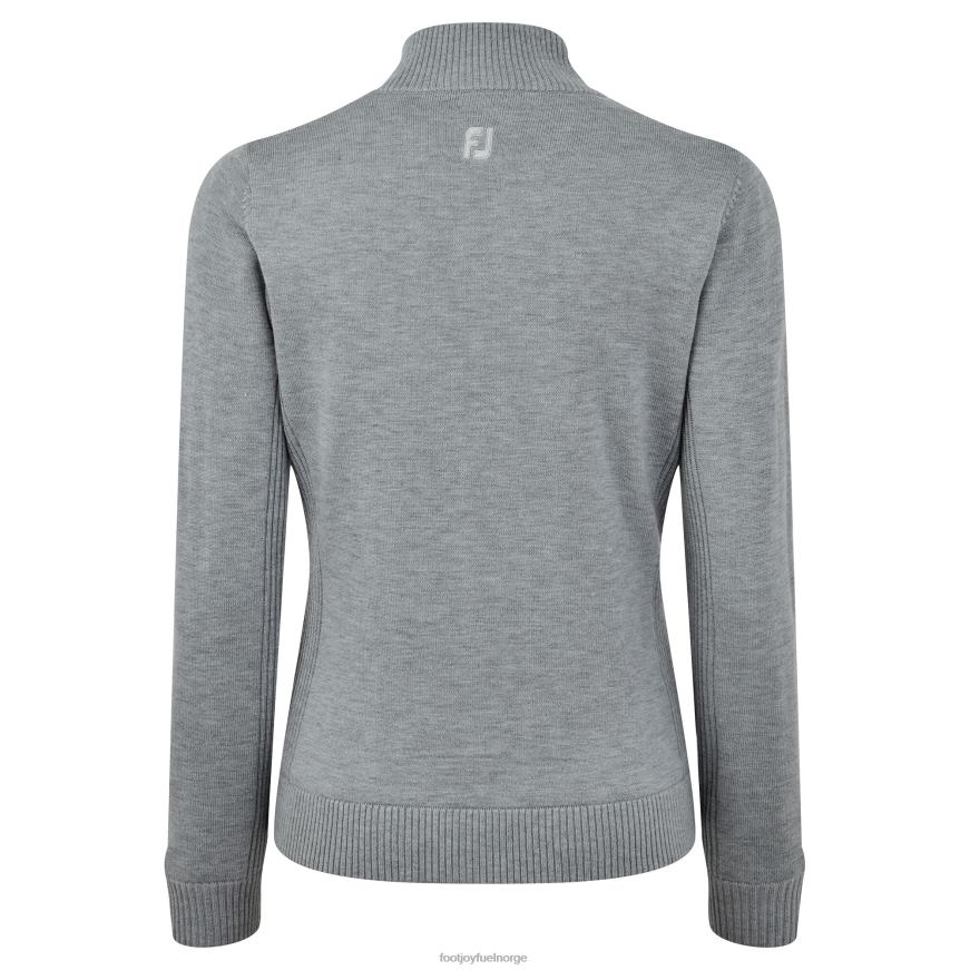 damegenser med full glidelås i ullblanding, gråmelert R6P2F652 gråmelert Footjoy