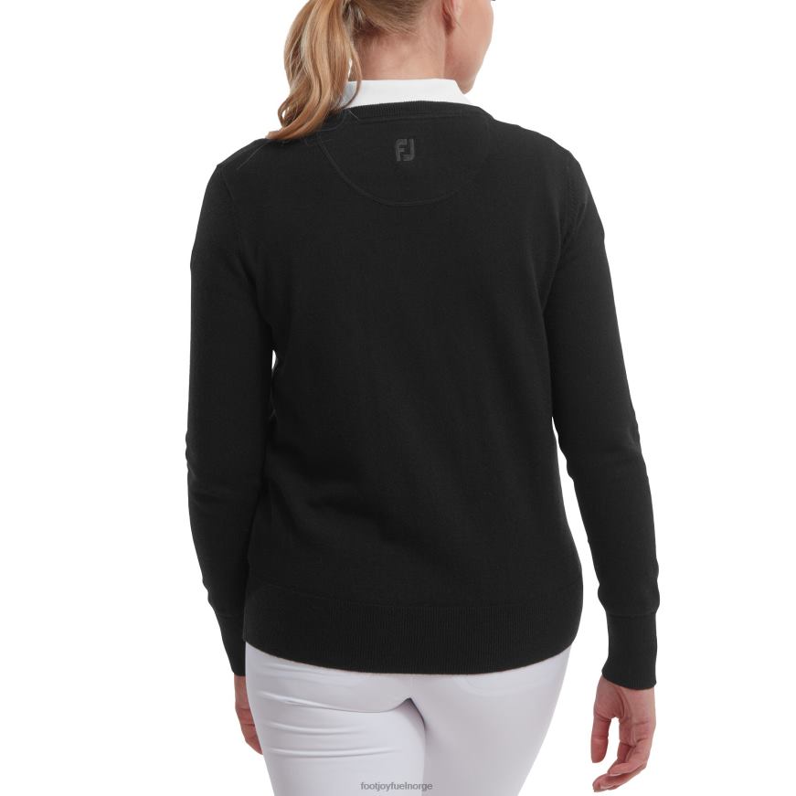 genser med v-hals i sort ullblanding R6P2F628 svart Footjoy