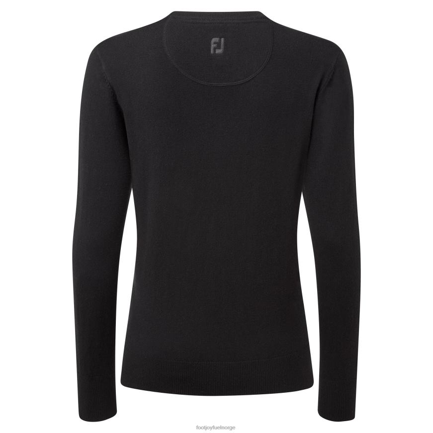 genser med v-hals i sort ullblanding R6P2F628 svart Footjoy