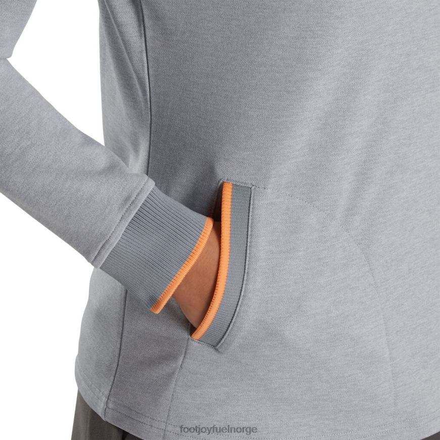 gråmelert halvglidelås fleece rygg pique mellomlag kvinner R6P2F2463 grå lyng Footjoy