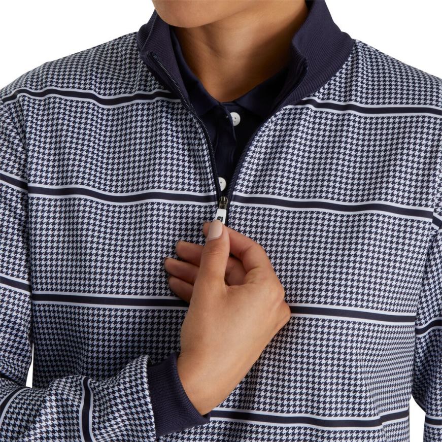 halv-glidelås houndstooth print mellomlag kvinner marine R6P2F2466 marinen Footjoy