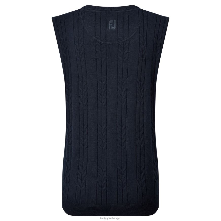 ullblanding for kvinner i kabelstrikket vest med v-hals, marineblå R6P2F1461 marinen Footjoy