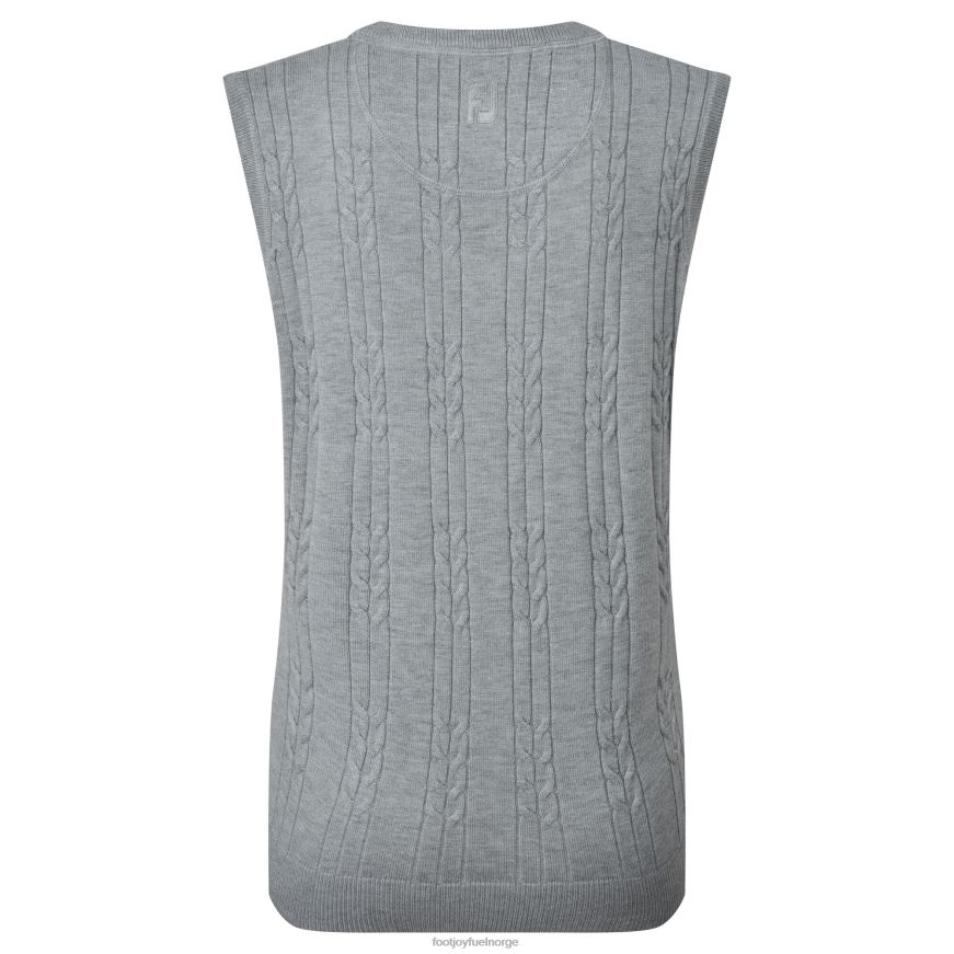 ullblanding for kvinner, kabelstrikket vest med v-hals, grå R6P2F1462 grå Footjoy