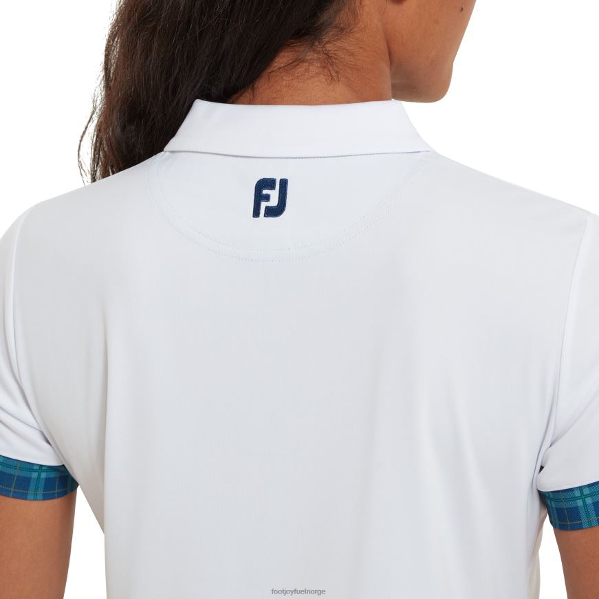 hvit åpen skjorte i tartankant for kvinner R6P2F1394 hvit Footjoy