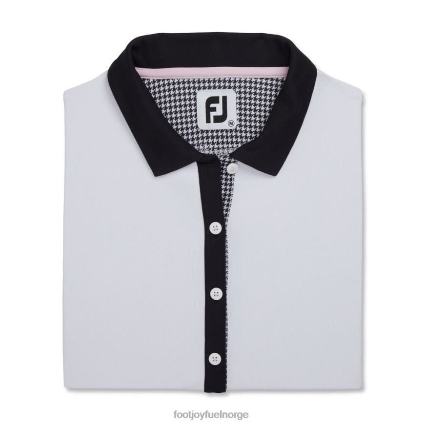 hvit-svart skjorte med houndstooth print trim kvinner R6P2F2369 hvit svart Footjoy