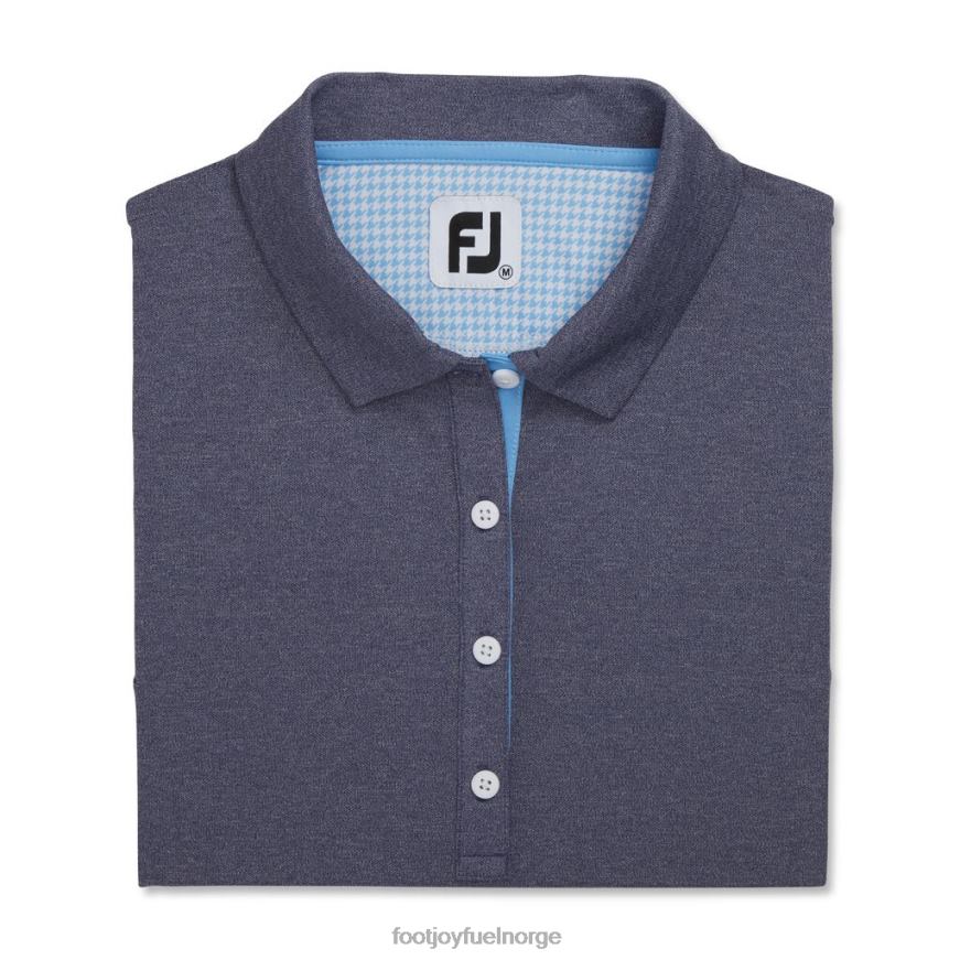 pique ermeløs houndstooth trim skjorte dame marineblå lyng R6P2F2364 marine lyng Footjoy