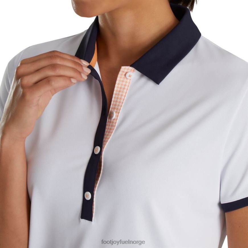 skjorte med houndstooth print trim kvinner hvit-marine R6P2F2368 hvit-marine Footjoy