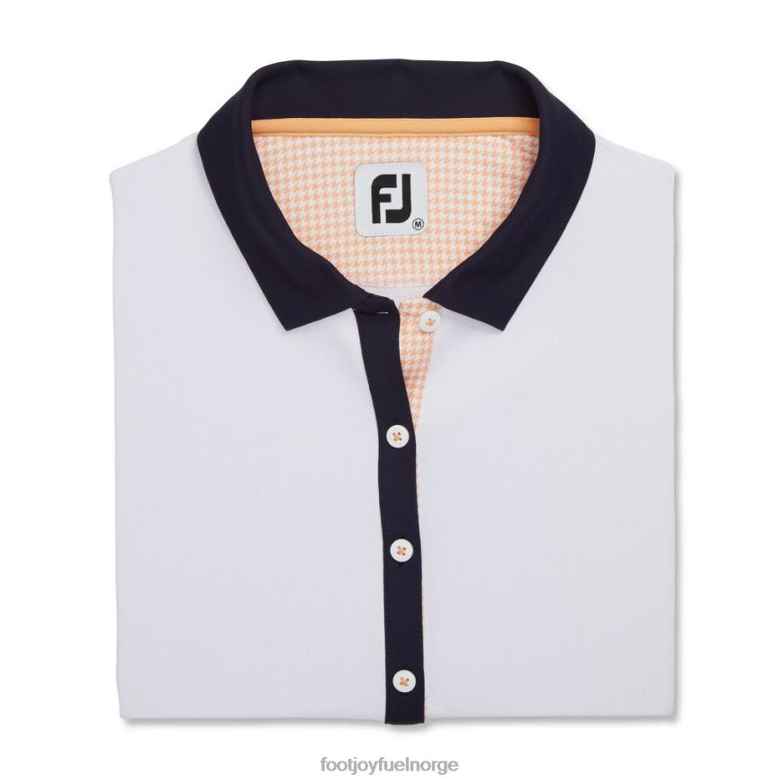 skjorte med houndstooth print trim kvinner hvit-marine R6P2F2368 hvit-marine Footjoy