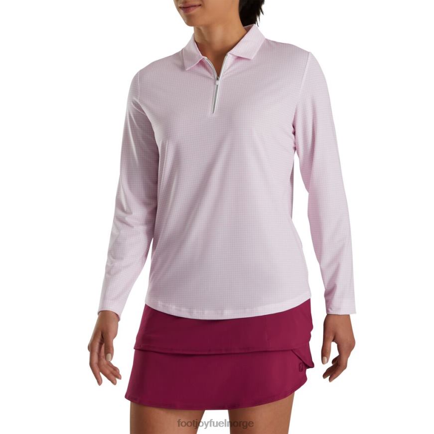 solbeskyttelsesskjorte for kvinner rosa houndstooth print R6P2F2375 rosa houndstooth-trykk Footjoy