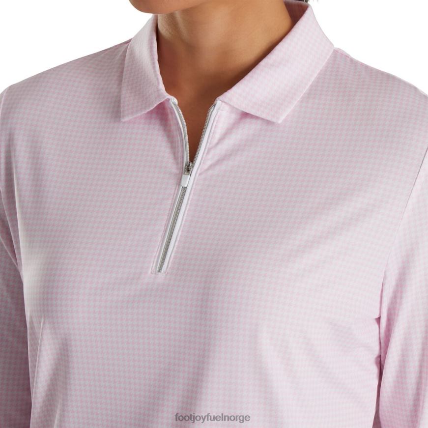 solbeskyttelsesskjorte for kvinner rosa houndstooth print R6P2F2375 rosa houndstooth-trykk Footjoy
