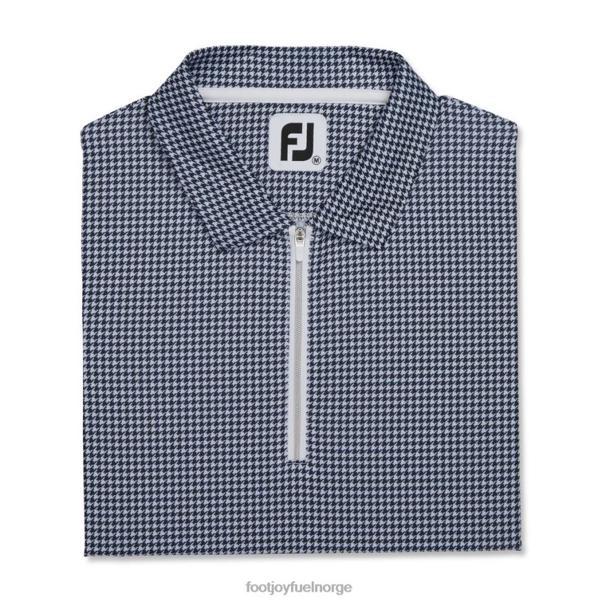 solbeskyttelsesskjorte med marineblå houndstooth-trykk for kvinner R6P2F2376 marineblå tøffetrykk Footjoy