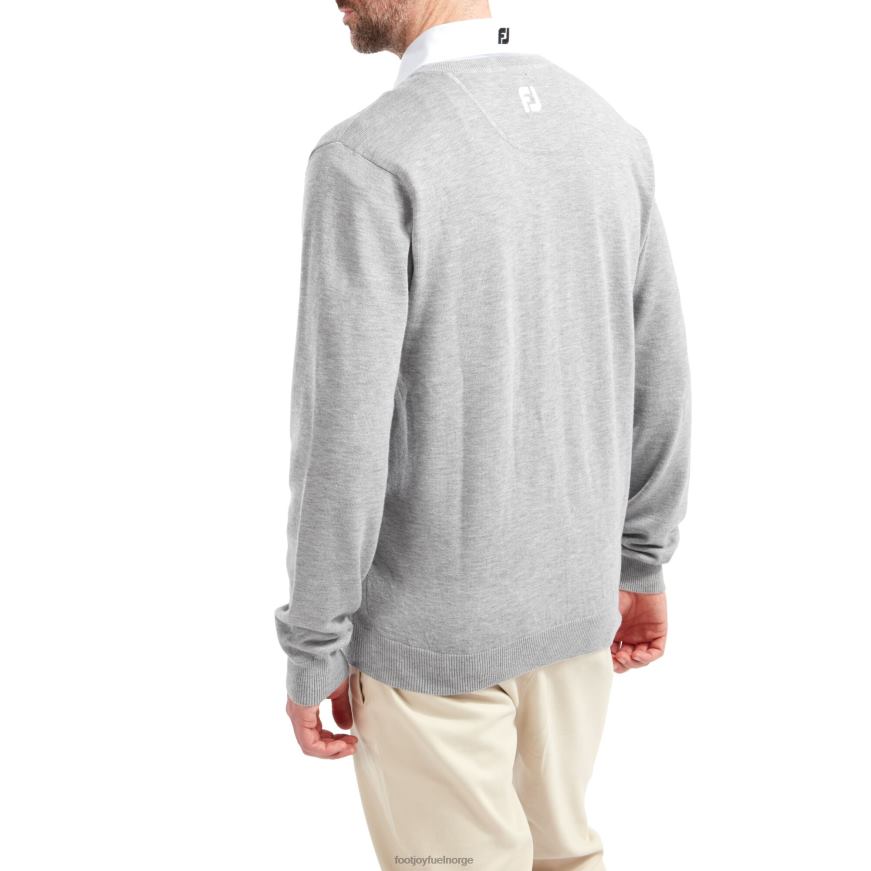 gråmelert ullblanding genser med v-hals R6P2F278 gråmelert Footjoy