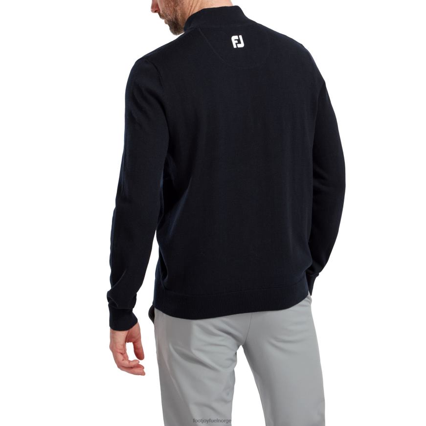 marineblå ullblanding pullover med halv glidelås R6P2F1098 marinen Footjoy