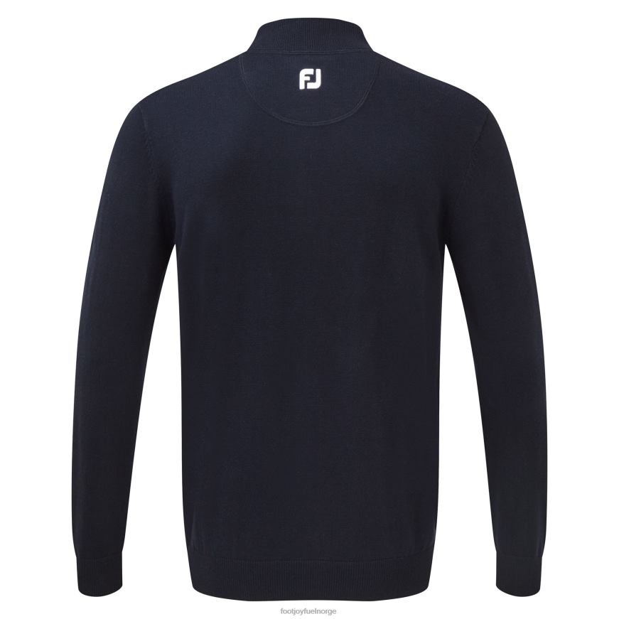 marineblå ullblanding pullover med halv glidelås R6P2F1098 marinen Footjoy