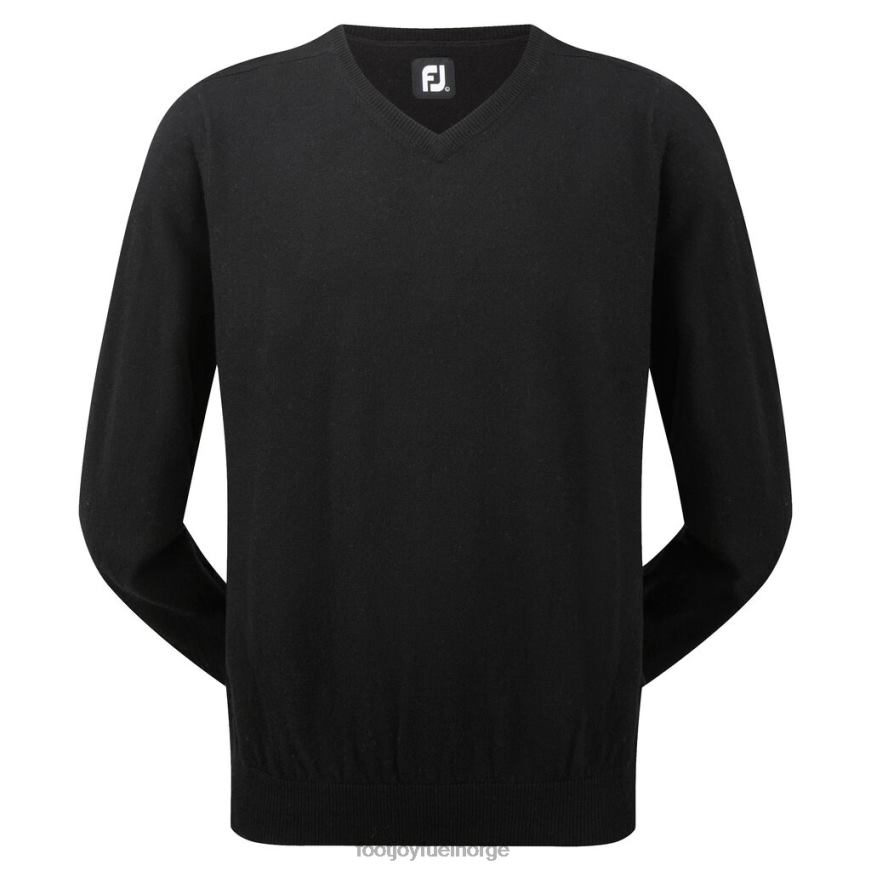 sort lammeull genser med v-hals R6P2F2753 svart Footjoy