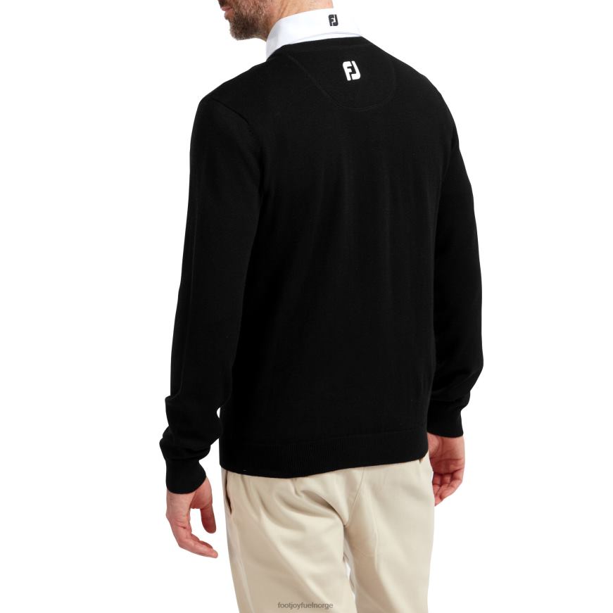 sort ullblanding v-hals genser menn R6P2F1086 svart Footjoy
