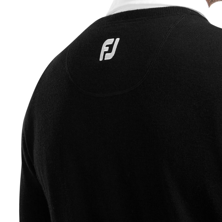 sort ullblanding v-hals genser menn R6P2F1086 svart Footjoy