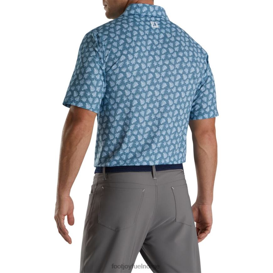 atletisk passform shadow palm print lisle self collar blekk-skumringsblå R6P2F1787 blekk-skumringsblå Footjoy