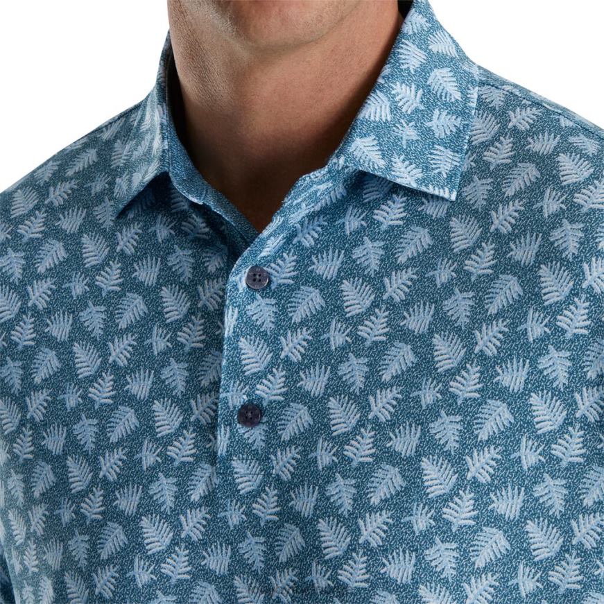 atletisk passform shadow palm print lisle self collar blekk-skumringsblå R6P2F1787 blekk-skumringsblå Footjoy