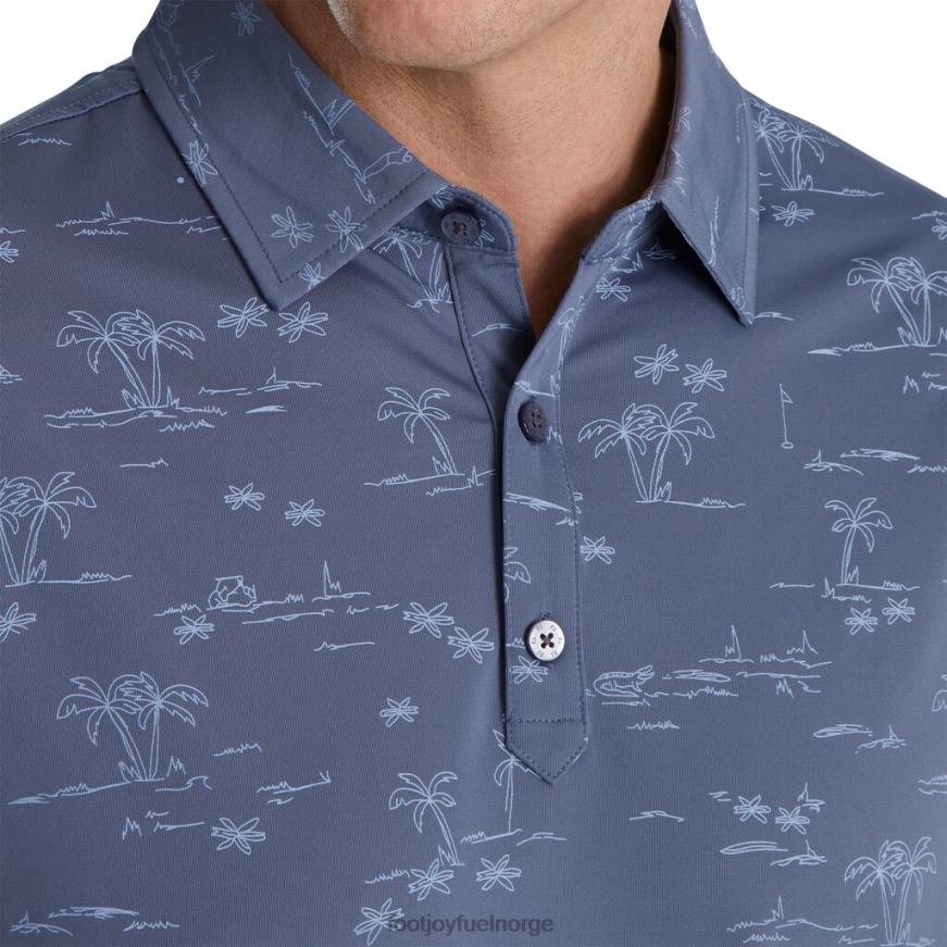 bluestone-denim tropic golf print lisle self krage R6P2F1739 blåstein-denim Footjoy
