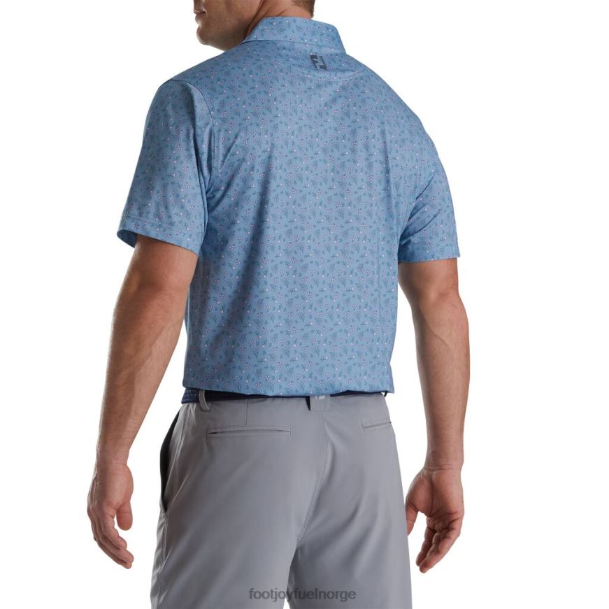 denim-støvet lilla-asurblå mini-blomstret lisle selvkrage R6P2F1741 denim-støvet lilla-asurblå Footjoy