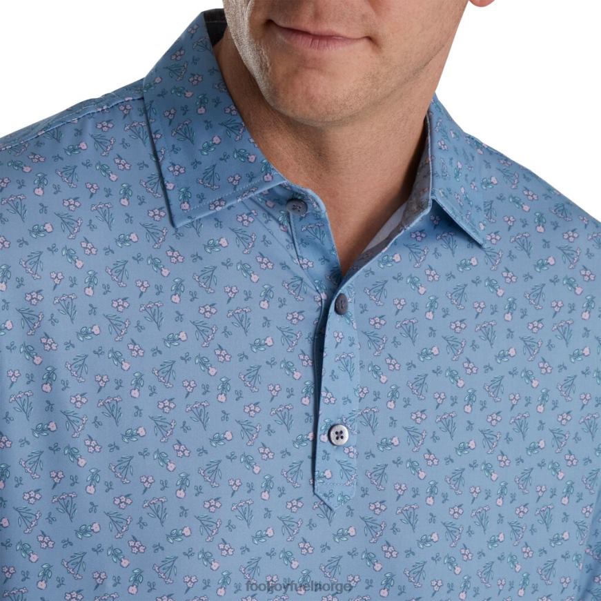 denim-støvet lilla-asurblå mini-blomstret lisle selvkrage R6P2F1741 denim-støvet lilla-asurblå Footjoy