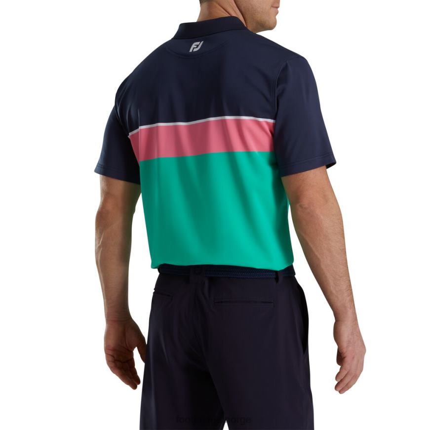 fargeteori lisle strikket krage marine-sjøgrønn-vannmelon R6P2F1773 marine-havet grønn-vannmelon Footjoy