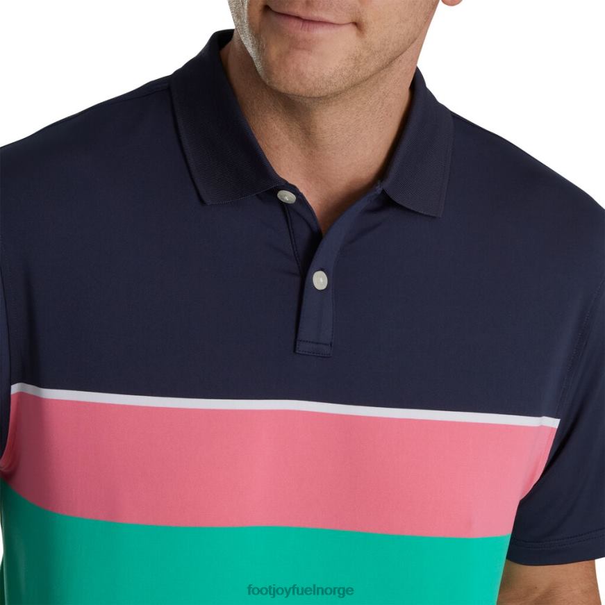 fargeteori lisle strikket krage marine-sjøgrønn-vannmelon R6P2F1773 marine-havet grønn-vannmelon Footjoy