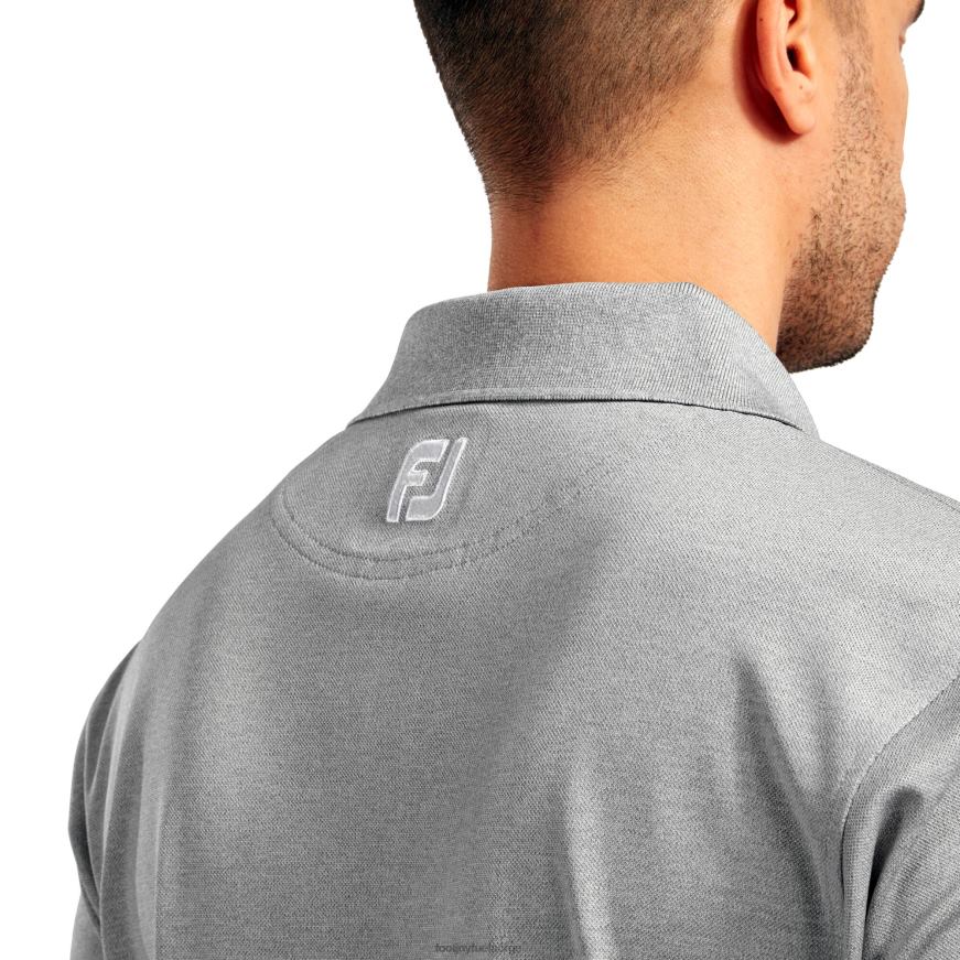gråmelert stretch pique solid ribbestrikket krage R6P2F158 gråmelert Footjoy