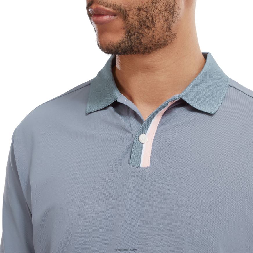 grå-rosa ensfarget piké med stripestolpe R6P2F138 grå-rosa Footjoy