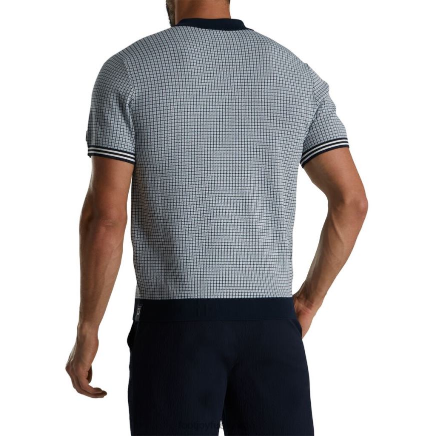 houndstooth genser strikket polo hvit-marine R6P2F2677 hvit-marine Footjoy