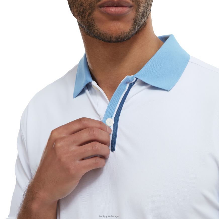 hvit-blå solid med stripe stolpe piké R6P2F137 hvit-blå Footjoy