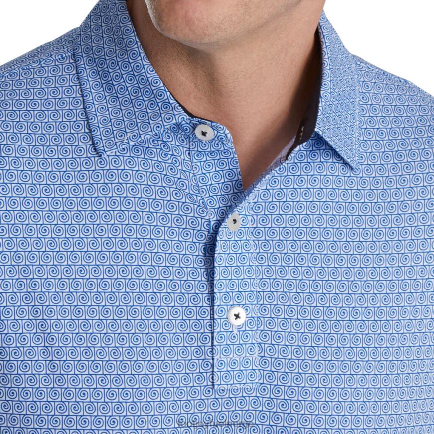 hvit-hav spiral linje print lisle self krage R6P2F1770 hvitt hav Footjoy