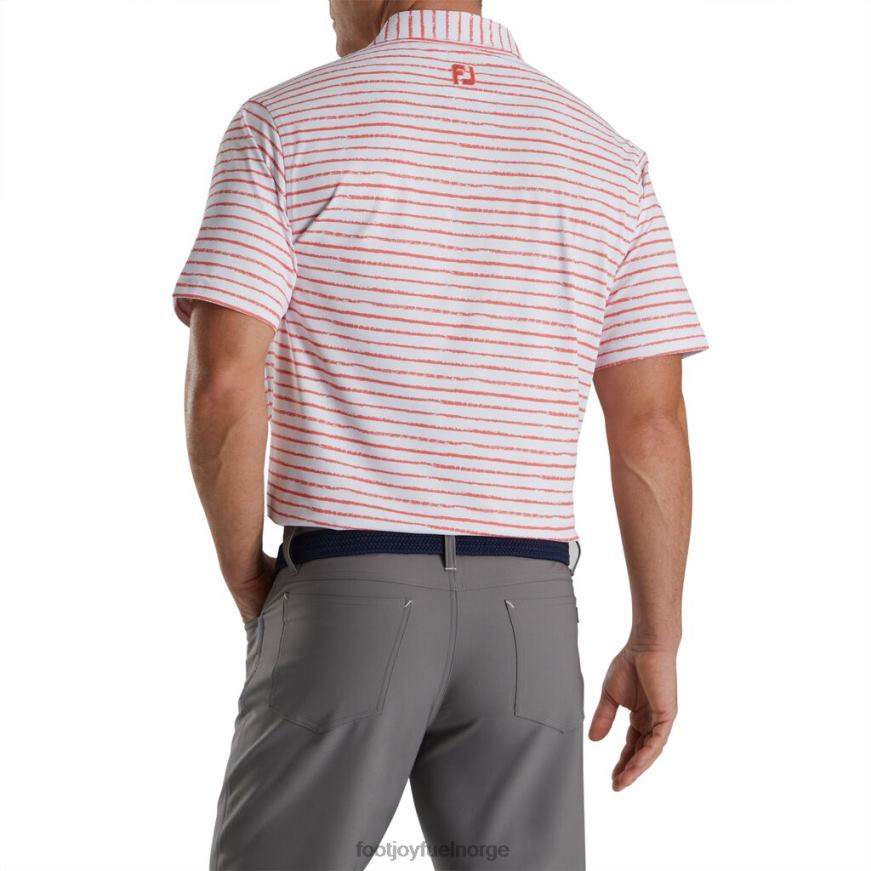 hvit-korall kritt linje print stretch pique self krage R6P2F1822 hvit-korall Footjoy