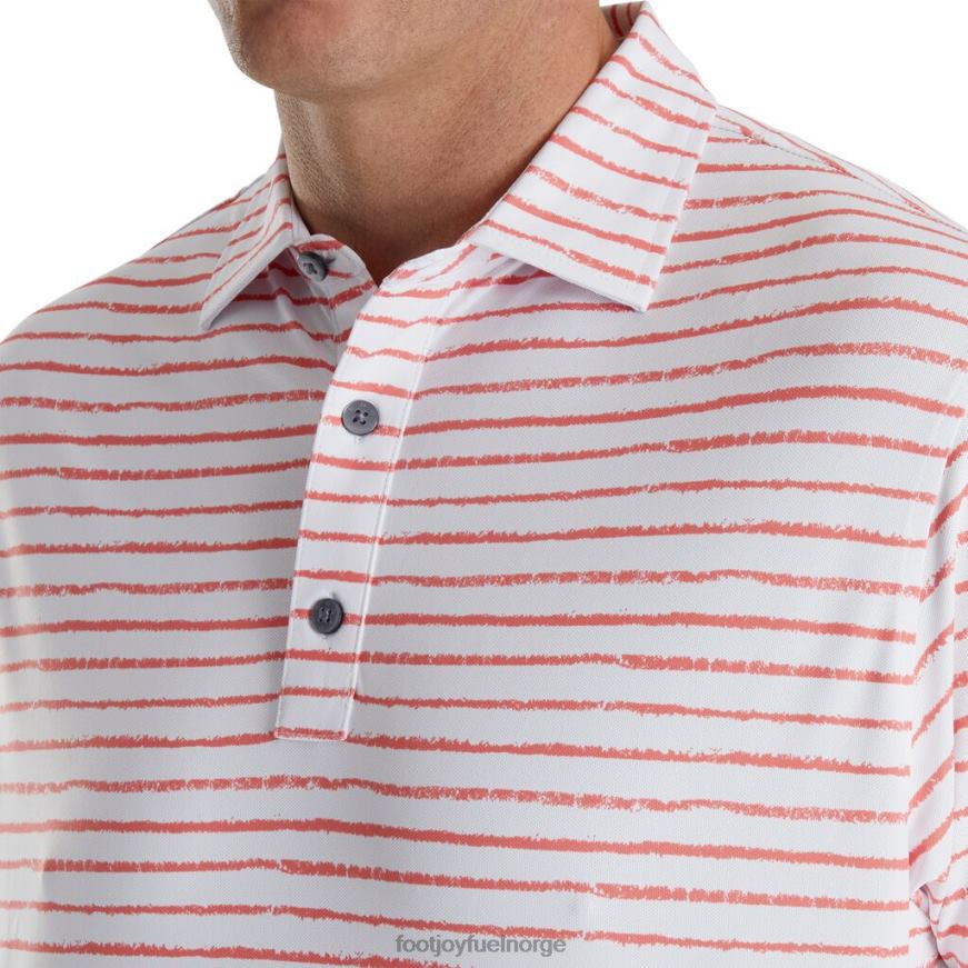 hvit-korall kritt linje print stretch pique self krage R6P2F1822 hvit-korall Footjoy