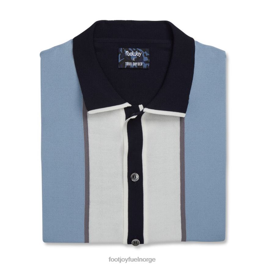 hvit-lyseblå-marine genser strikket stripe polo R6P2F2683 hvit-lyseblå-marine Footjoy