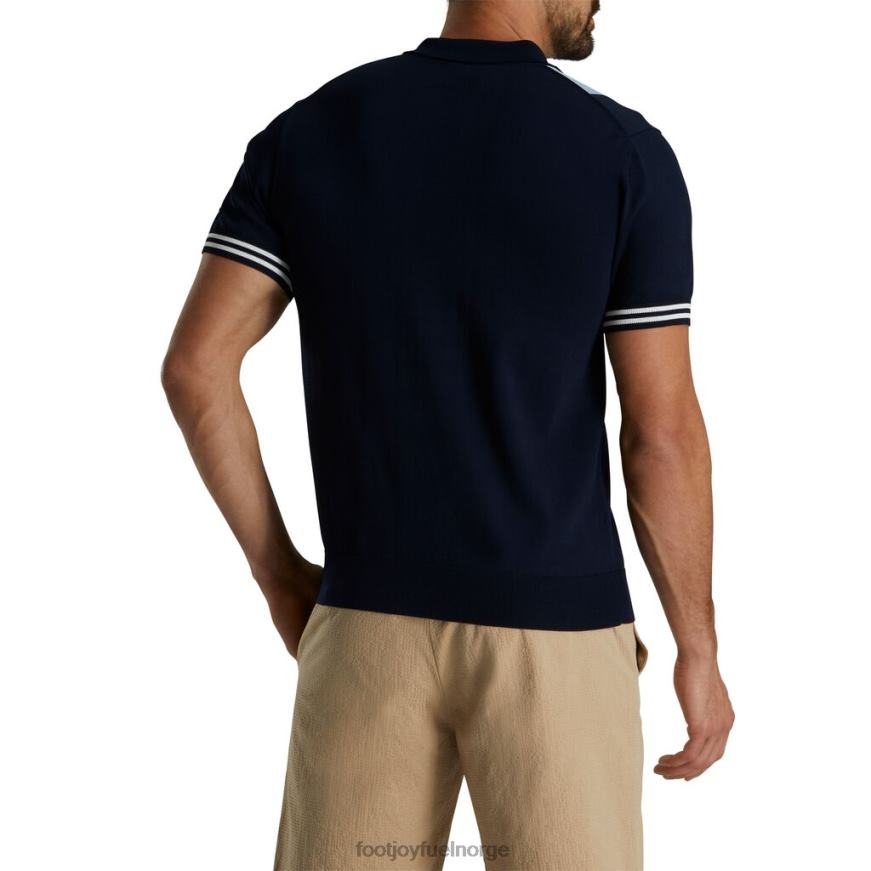 hvit-lyseblå-marine genser strikket stripe polo R6P2F2683 hvit-lyseblå-marine Footjoy