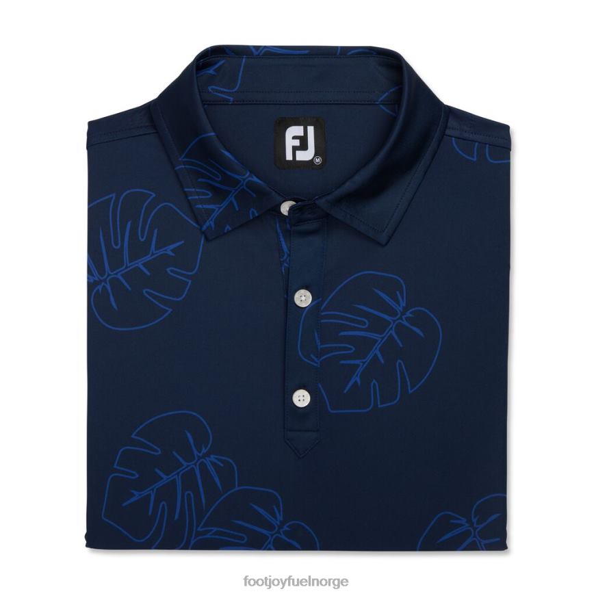 jungel blad print lisle self krage marine tonal R6P2F1731 marine tonal Footjoy
