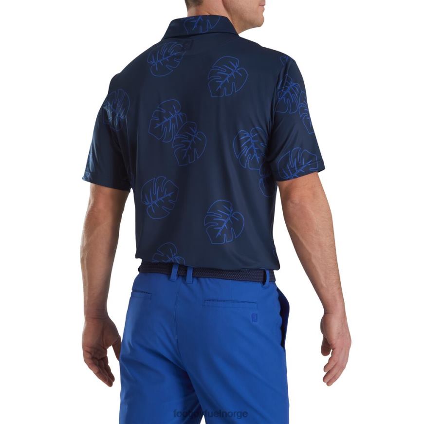 jungel blad print lisle self krage marine tonal R6P2F1731 marine tonal Footjoy