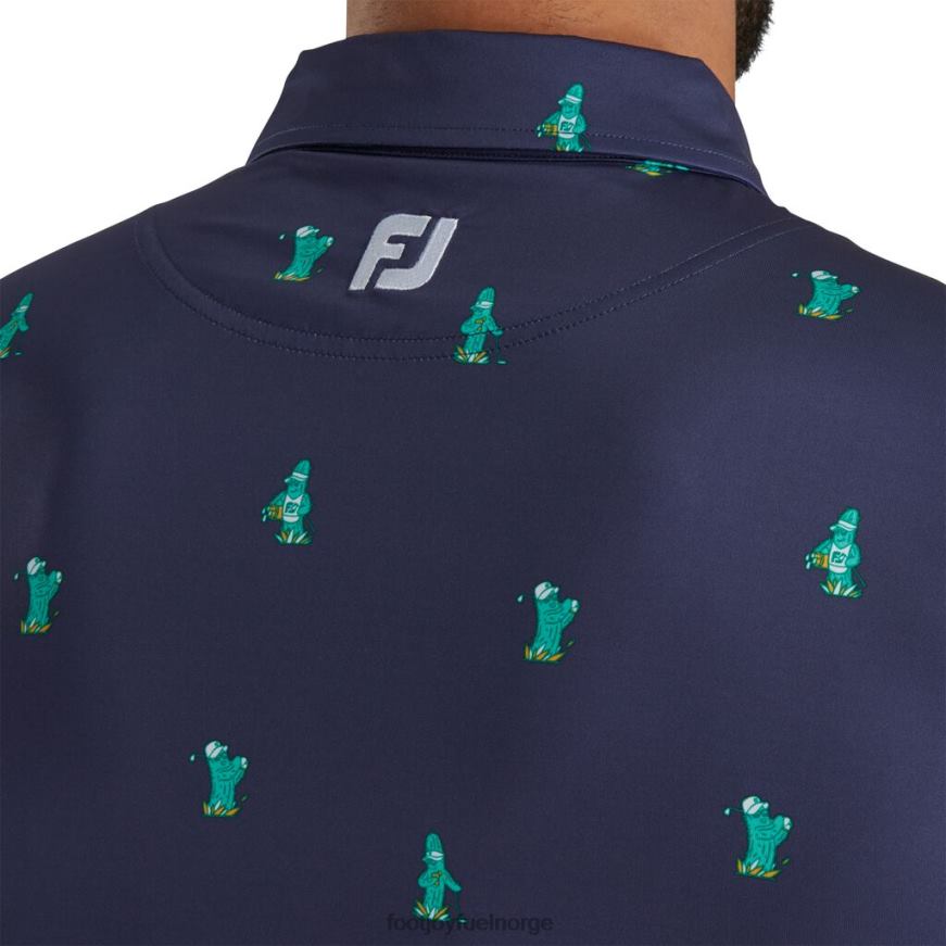 kaktus print Lisle self krage marine R6P2F2695 marinen Footjoy