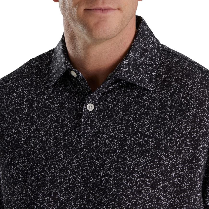 maling splatter print lisle self krage svart-hvit R6P2F1743 svart hvit Footjoy