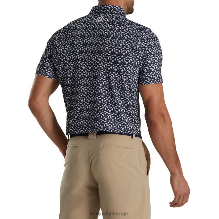 marine-hvit atletisk passform strandtrykk lisle selvkrage R6P2F1824 marine-hvit Footjoy