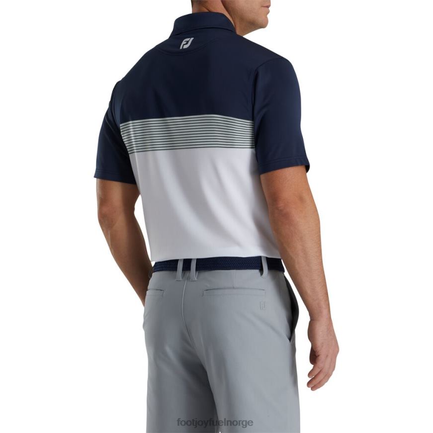 marine-hvit-salvie atletisk passform fargeblokk lisle selvkrage R6P2F1786 marine-hvit-salvie Footjoy