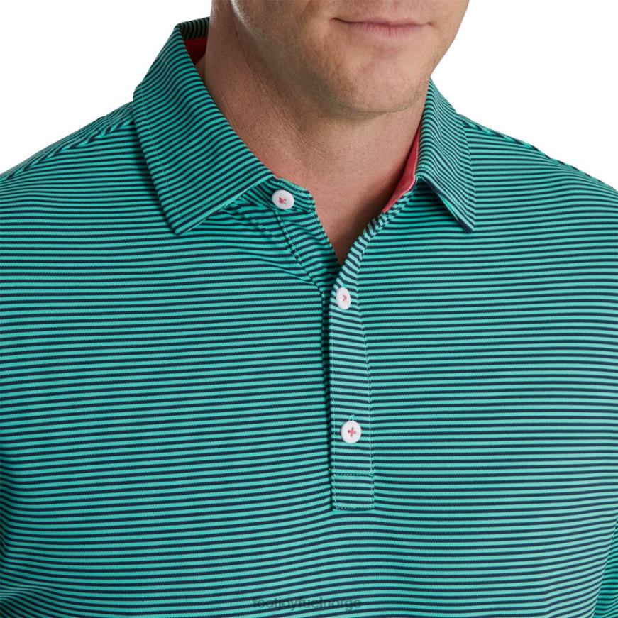 marine-sjøgrønn feeder stripe mix stretch pique self krage R6P2F1768 marine-sjøgrønn Footjoy