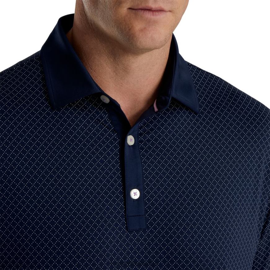 marineblå diamant prikketrykk lisle self krage R6P2F1853 marinen Footjoy