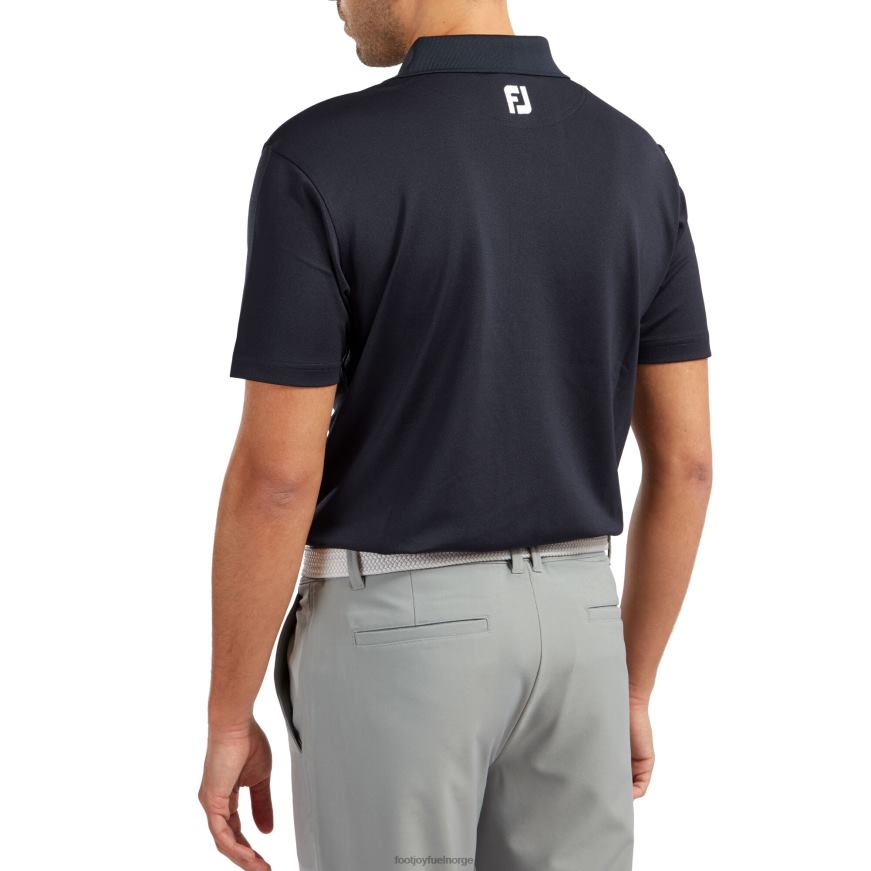 marineblå stretch pique solid ribbestrikket krage R6P2F155 marinen Footjoy
